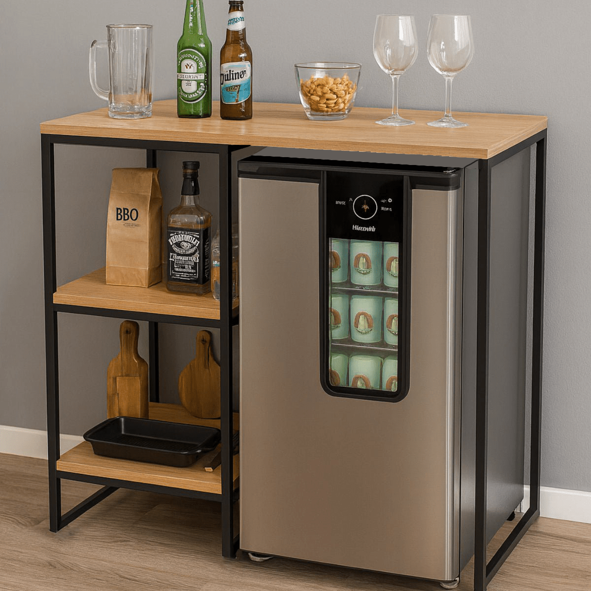 Móvel Estilo Industrial Para Frigobar Adega Cervejeira