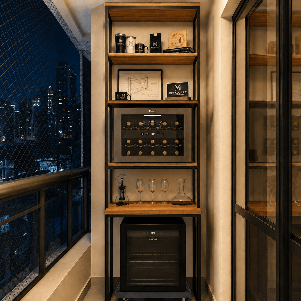 Móvel Industrial para Frigobar e Cervejeira Bordeaux